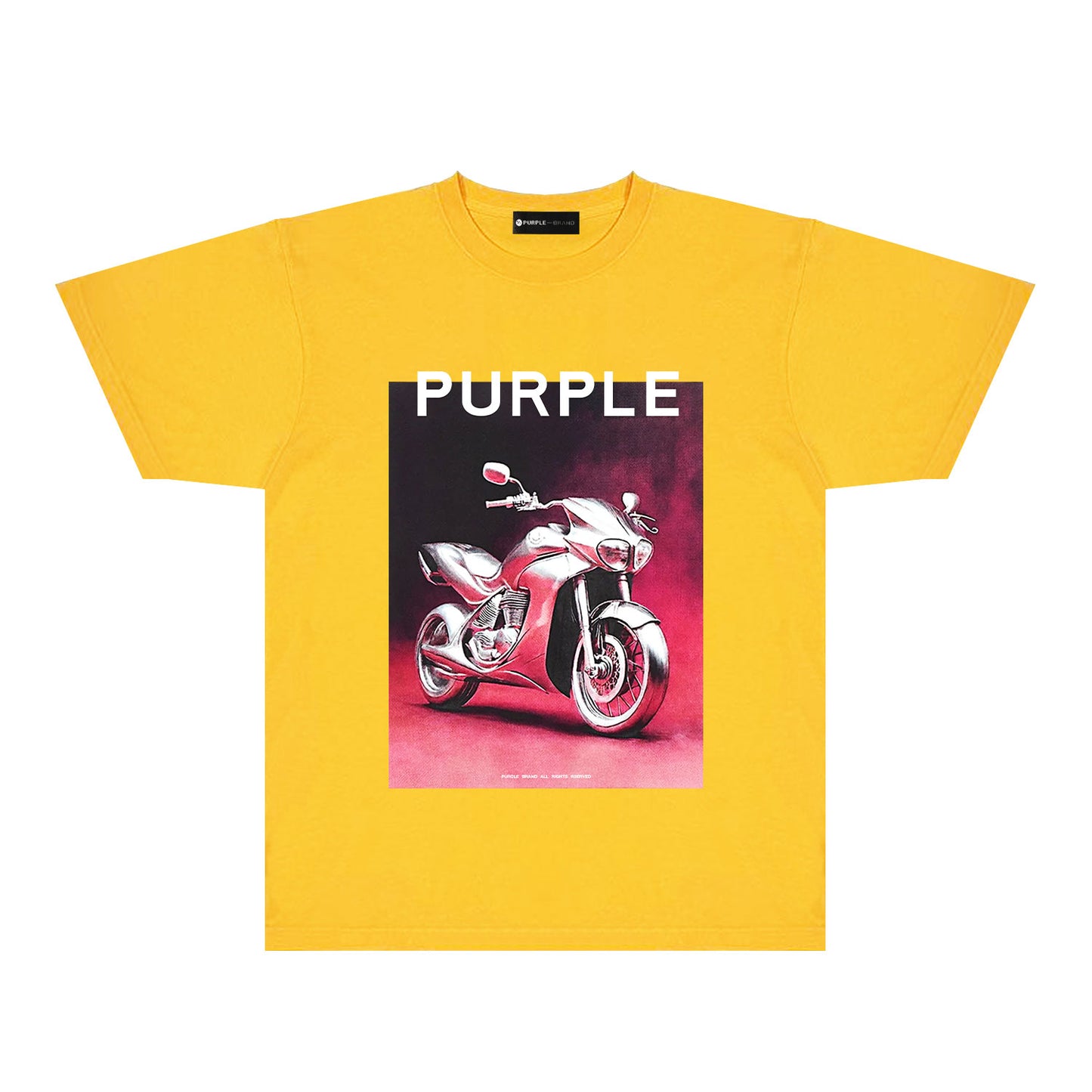 Purple Iridescent Motorcycle Graphic T-Shirt Short Sleeve Casual Streetwear Tee PUR173