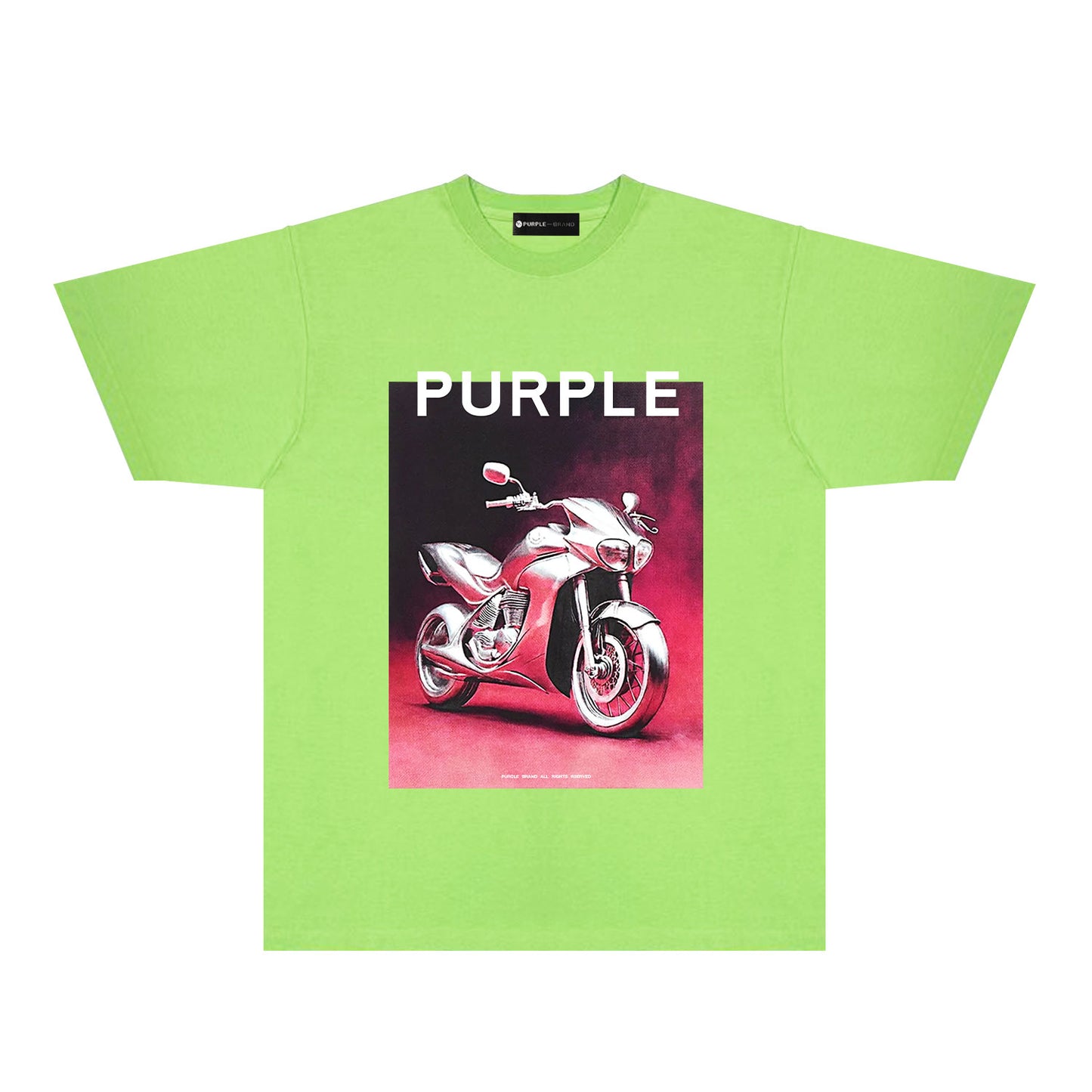 Purple Iridescent Motorcycle Graphic T-Shirt Short Sleeve Casual Streetwear Tee PUR173
