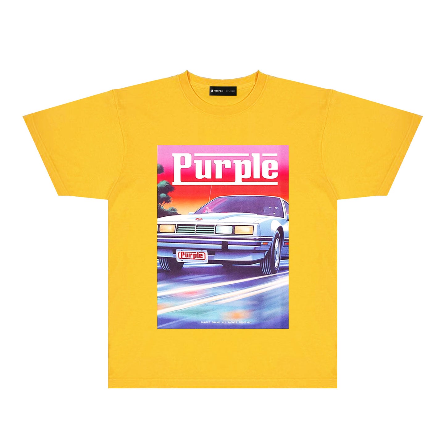 Purple Rainbow Car Graphic T-Shirt Short Sleeve Casual Streetwear Tee PUR174