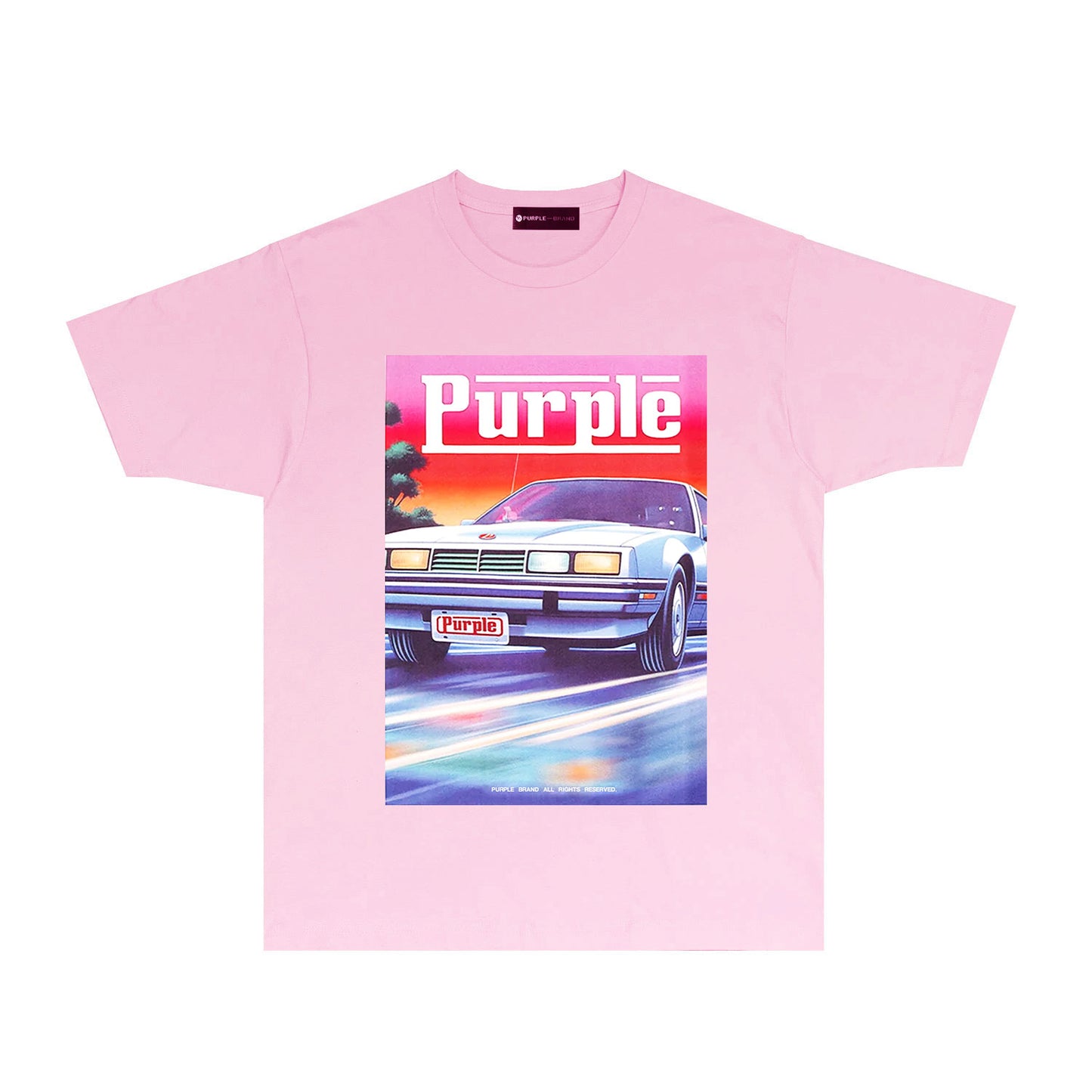 Purple Rainbow Car Graphic T-Shirt Short Sleeve Casual Streetwear Tee PUR174