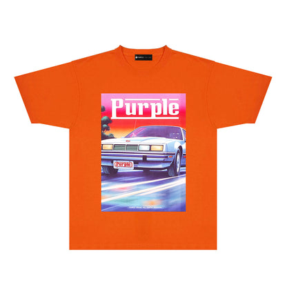 Purple Rainbow Car Graphic T-Shirt Short Sleeve Casual Streetwear Tee PUR174