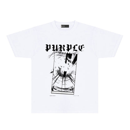 Purple Hurricane Spiral Graphic T-Shirt Short Sleeve Casual Streetwear Tee PUR175