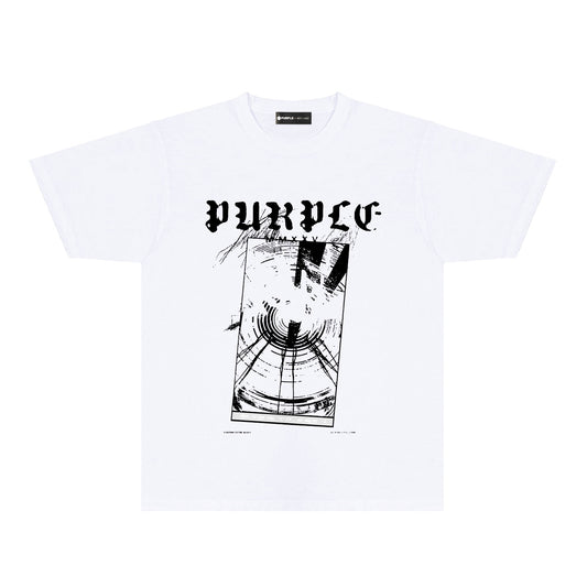 Purple Hurricane Spiral Graphic T-Shirt Short Sleeve Casual Streetwear Tee PUR175