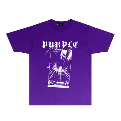 Purple Hurricane Spiral Graphic T-Shirt Short Sleeve Casual Streetwear Tee PUR175