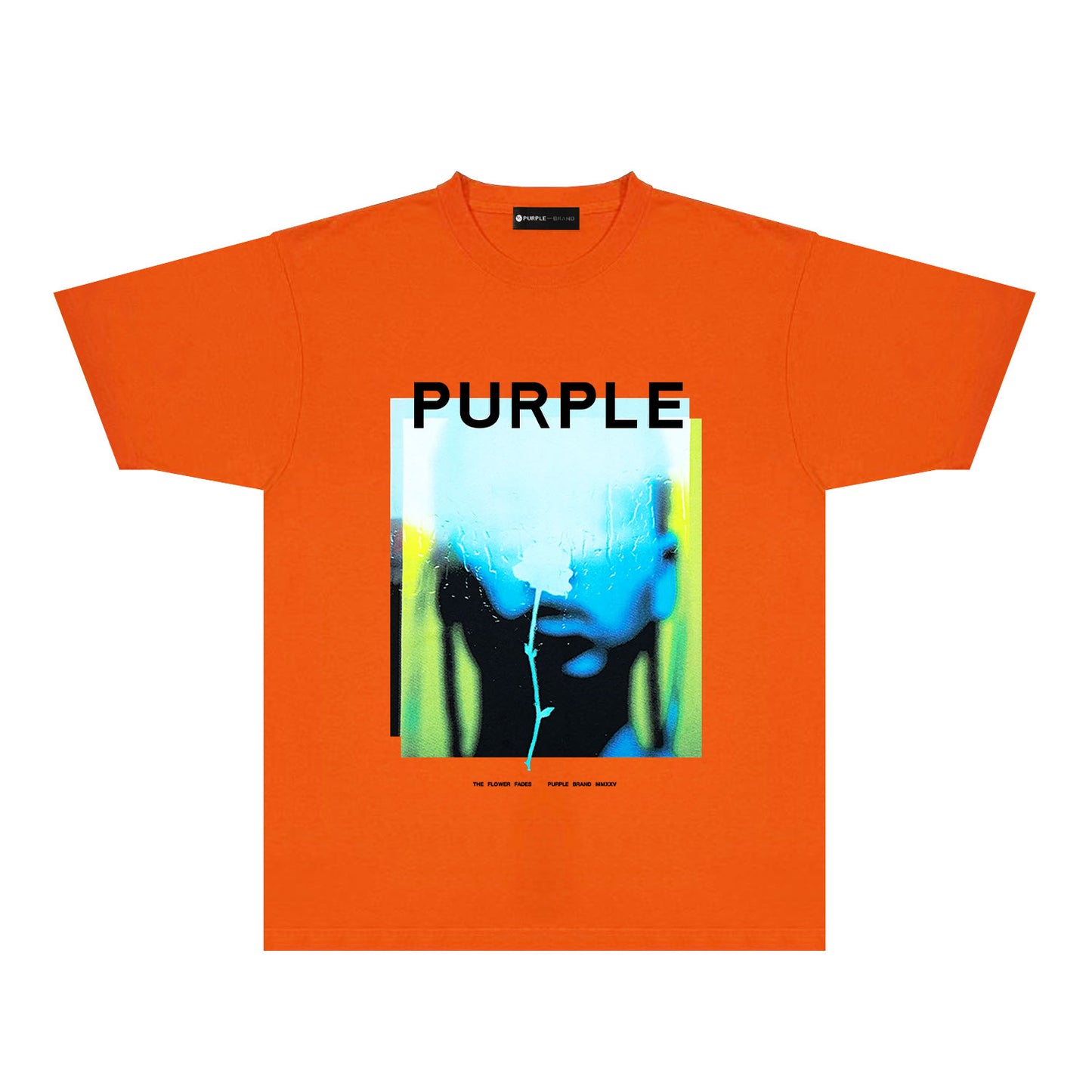 Purple Mirrored Figure Graphic T-Shirt Short Sleeve Casual Streetwear Tee PUR176