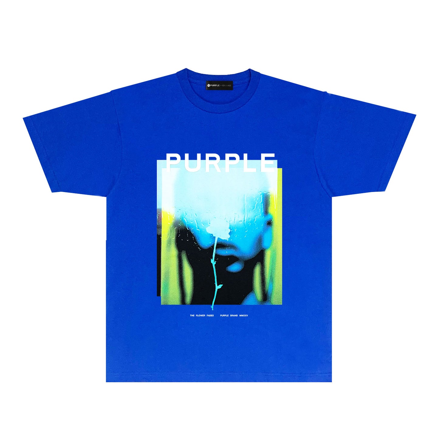 Purple Mirrored Figure Graphic T-Shirt Short Sleeve Casual Streetwear Tee PUR176