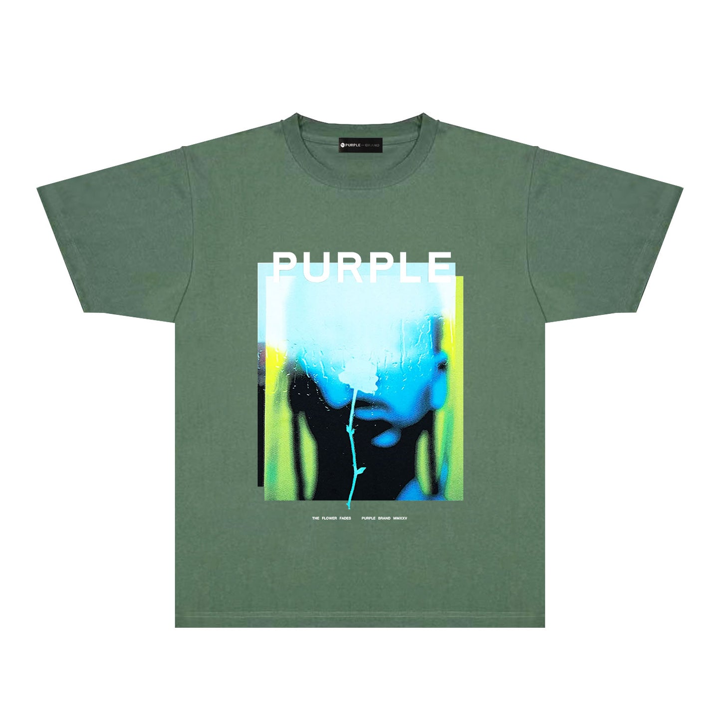 Purple Mirrored Figure Graphic T-Shirt Short Sleeve Casual Streetwear Tee PUR176