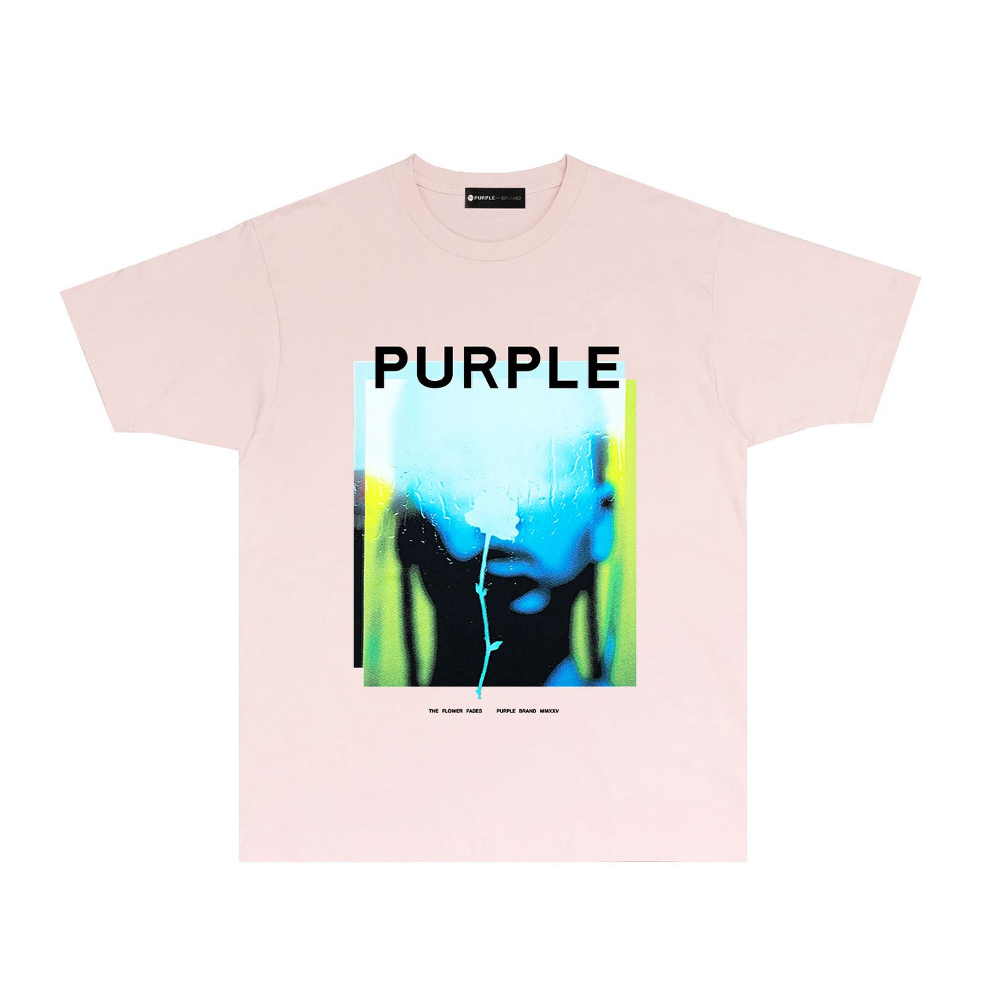 Purple Mirrored Figure Graphic T-Shirt Short Sleeve Casual Streetwear Tee PUR176
