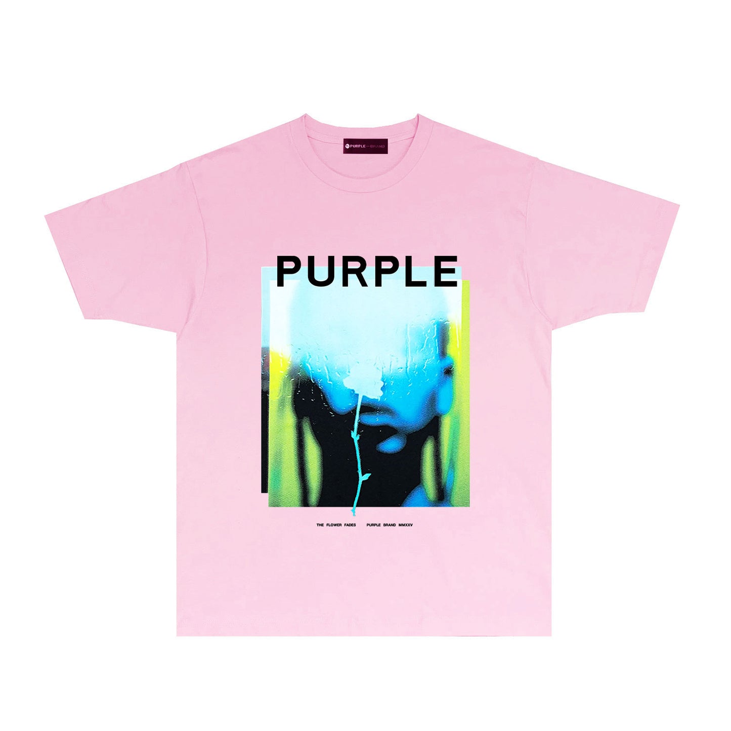 Purple Mirrored Figure Graphic T-Shirt Short Sleeve Casual Streetwear Tee PUR176