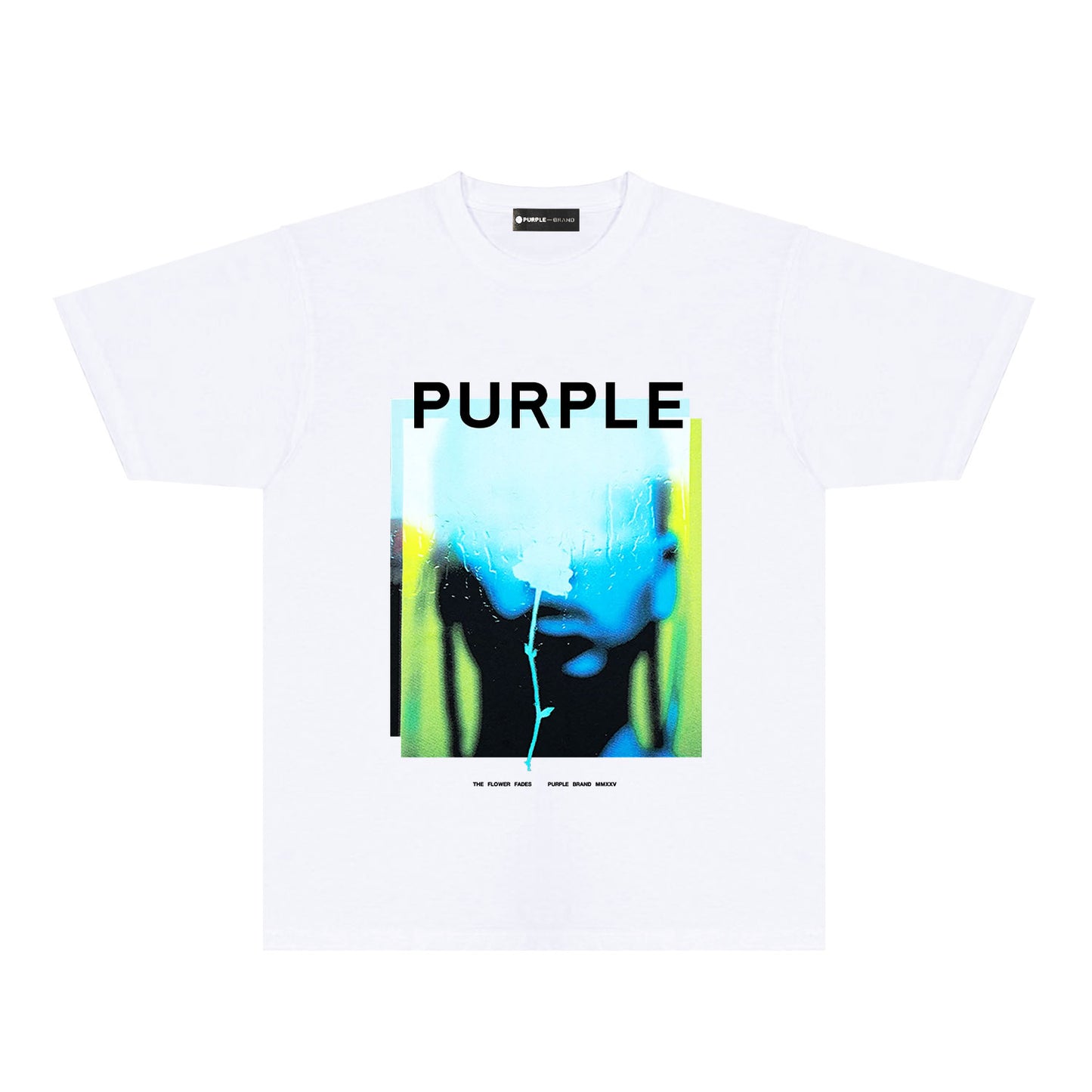 Purple Mirrored Figure Graphic T-Shirt Short Sleeve Casual Streetwear Tee PUR176