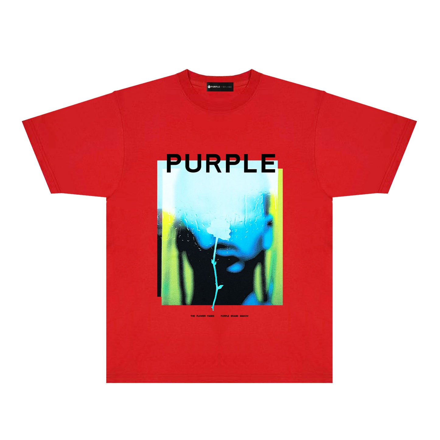 Purple Mirrored Figure Graphic T-Shirt Short Sleeve Casual Streetwear Tee PUR176