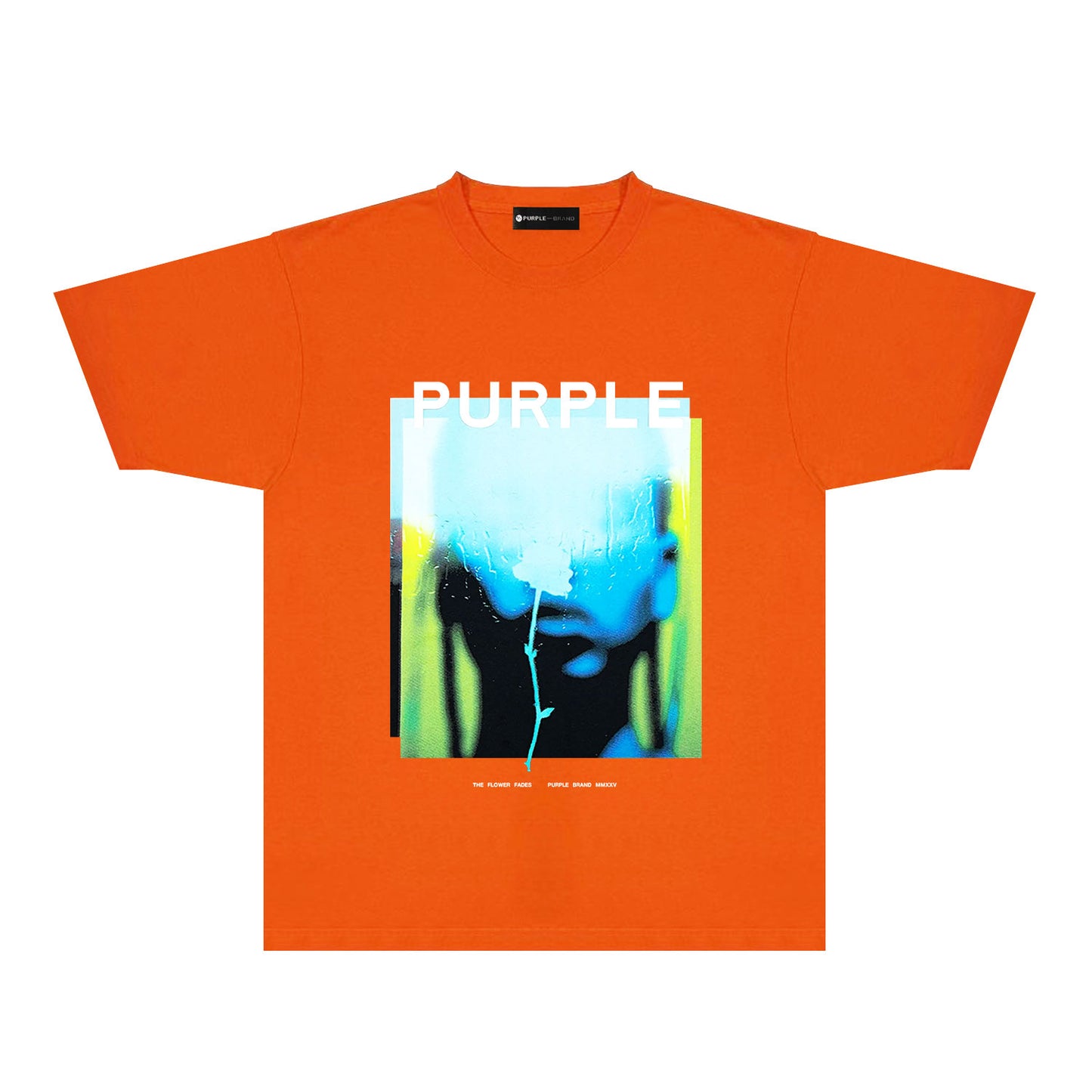 Purple Mirrored Figure Graphic T-Shirt Short Sleeve Casual Streetwear Tee PUR176