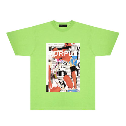 Purple Graffiti Poster Graphic T-Shirt Short Sleeve Casual Streetwear Tee PUR178