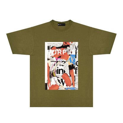 Purple Graffiti Poster Graphic T-Shirt Short Sleeve Casual Streetwear Tee PUR178