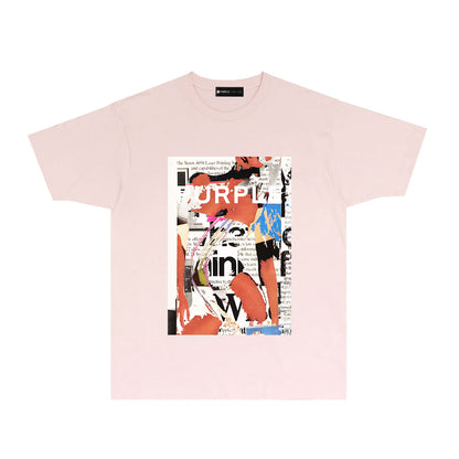 Purple Graffiti Poster Graphic T-Shirt Short Sleeve Casual Streetwear Tee PUR178
