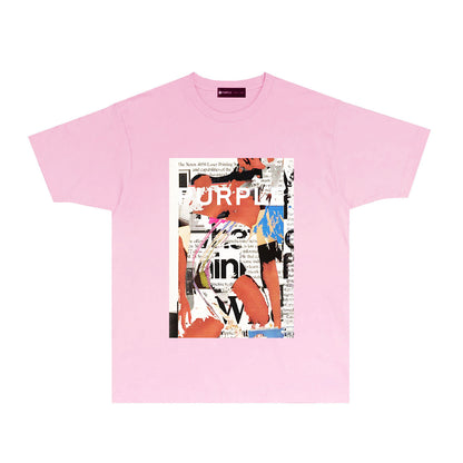 Purple Graffiti Poster Graphic T-Shirt Short Sleeve Casual Streetwear Tee PUR178