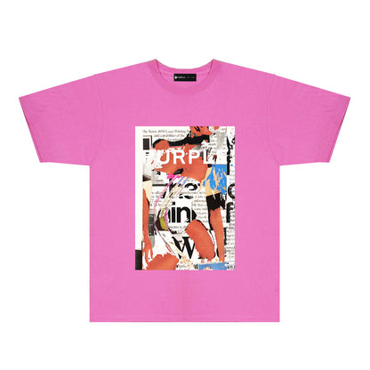 Purple Graffiti Poster Graphic T-Shirt Short Sleeve Casual Streetwear Tee PUR178