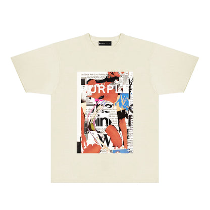 Purple Graffiti Poster Graphic T-Shirt Short Sleeve Casual Streetwear Tee PUR178
