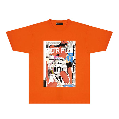 Purple Graffiti Poster Graphic T-Shirt Short Sleeve Casual Streetwear Tee PUR178