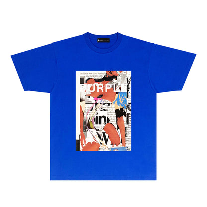 Purple Graffiti Poster Graphic T-Shirt Short Sleeve Casual Streetwear Tee PUR178