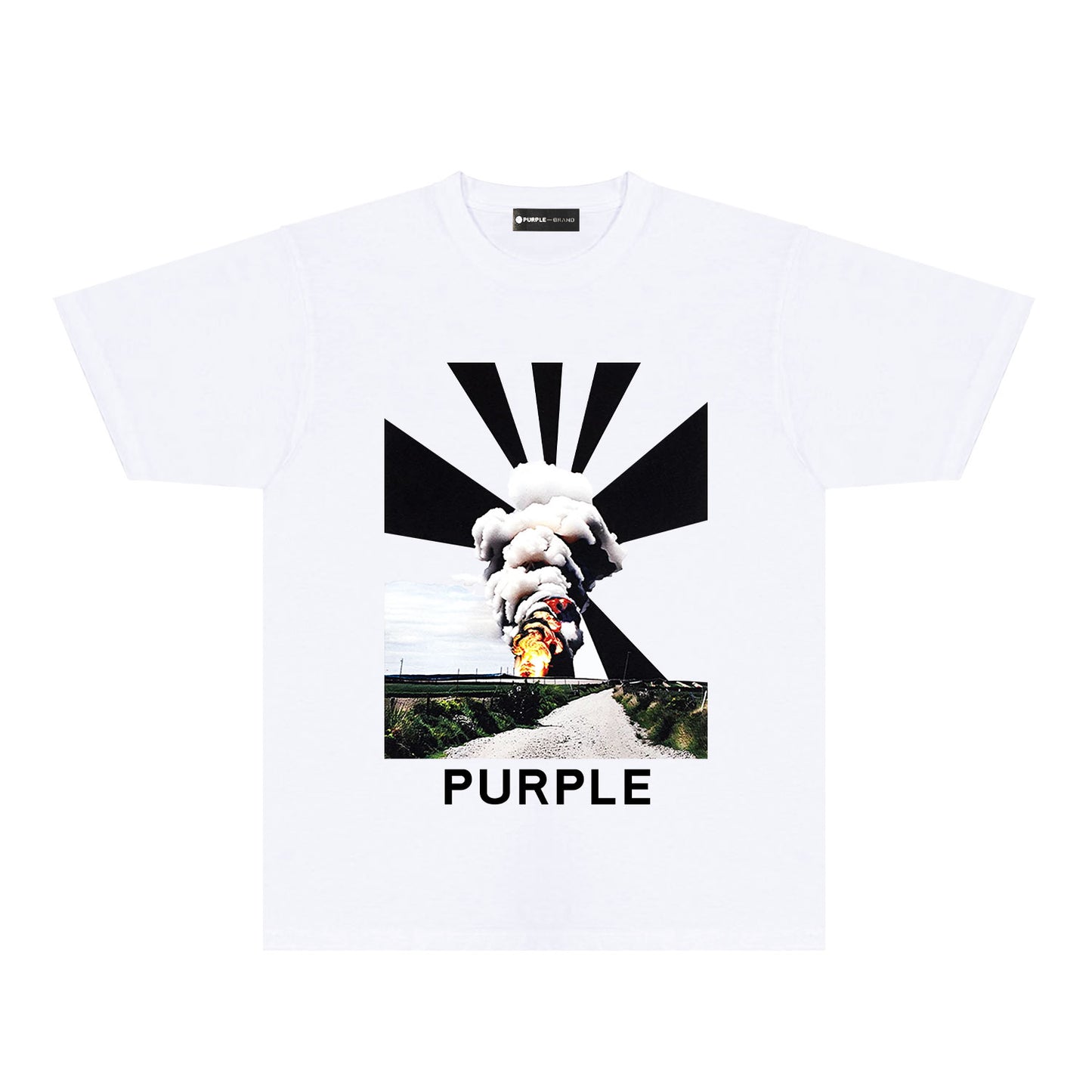 Purple Explosion Graphic T-Shirt Short Sleeve Casual Streetwear Tee PUR179
