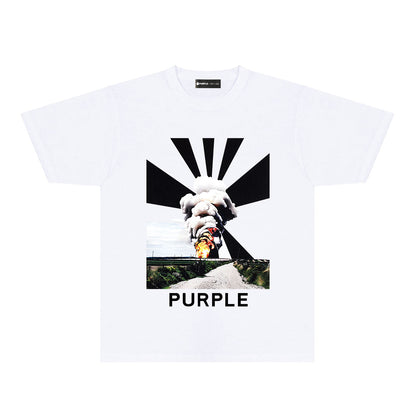Purple Explosion Graphic T-Shirt Short Sleeve Casual Streetwear Tee PUR179