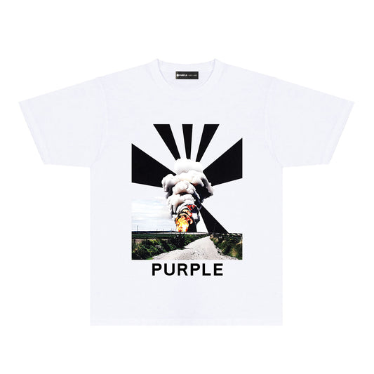 Purple Explosion Graphic T-Shirt Short Sleeve Casual Streetwear Tee PUR179