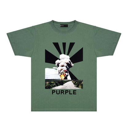 Purple Explosion Graphic T-Shirt Short Sleeve Casual Streetwear Tee PUR179
