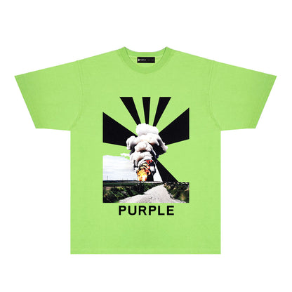 Purple Explosion Graphic T-Shirt Short Sleeve Casual Streetwear Tee PUR179