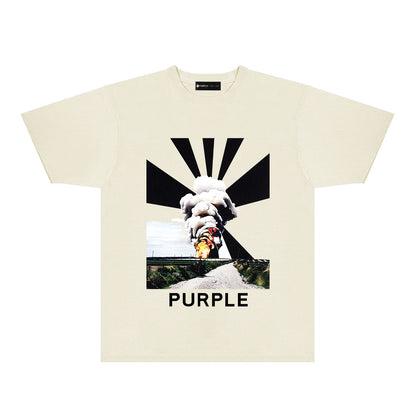 Purple Explosion Graphic T-Shirt Short Sleeve Casual Streetwear Tee PUR179
