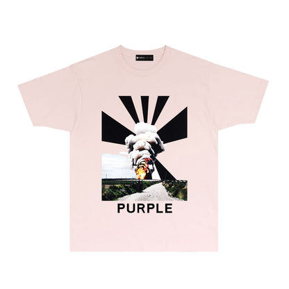 Purple Explosion Graphic T-Shirt Short Sleeve Casual Streetwear Tee PUR179