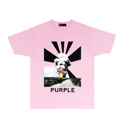 Purple Explosion Graphic T-Shirt Short Sleeve Casual Streetwear Tee PUR179
