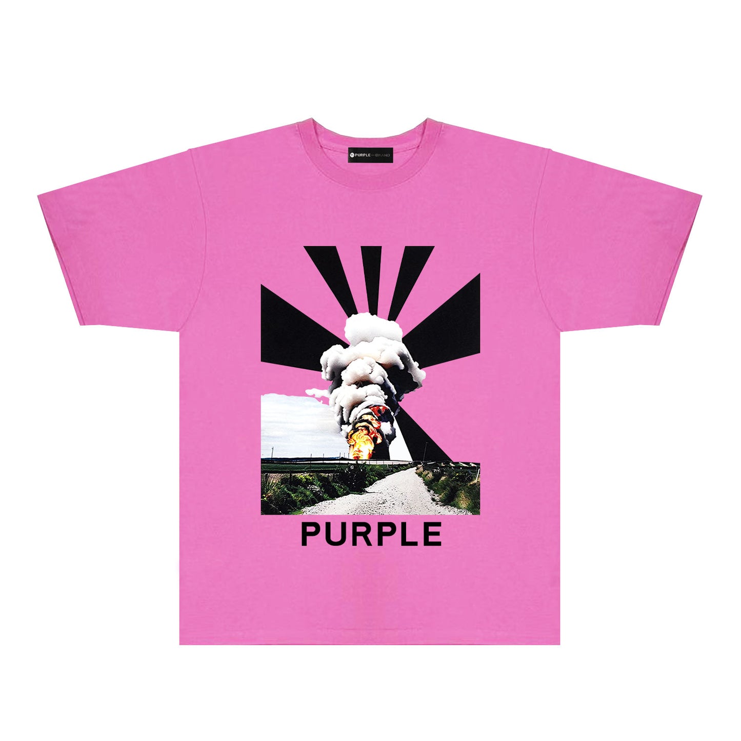 Purple Explosion Graphic T-Shirt Short Sleeve Casual Streetwear Tee PUR179