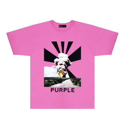 Purple Explosion Graphic T-Shirt Short Sleeve Casual Streetwear Tee PUR179