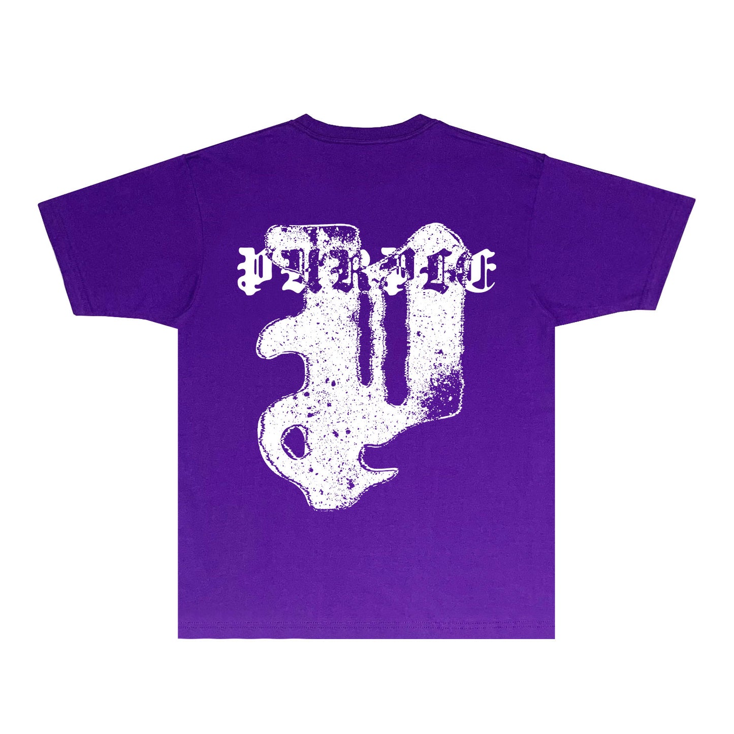 Purple Distressed Large P Graphic T-Shirt Short Sleeve Casual Streetwear Tee PUR180