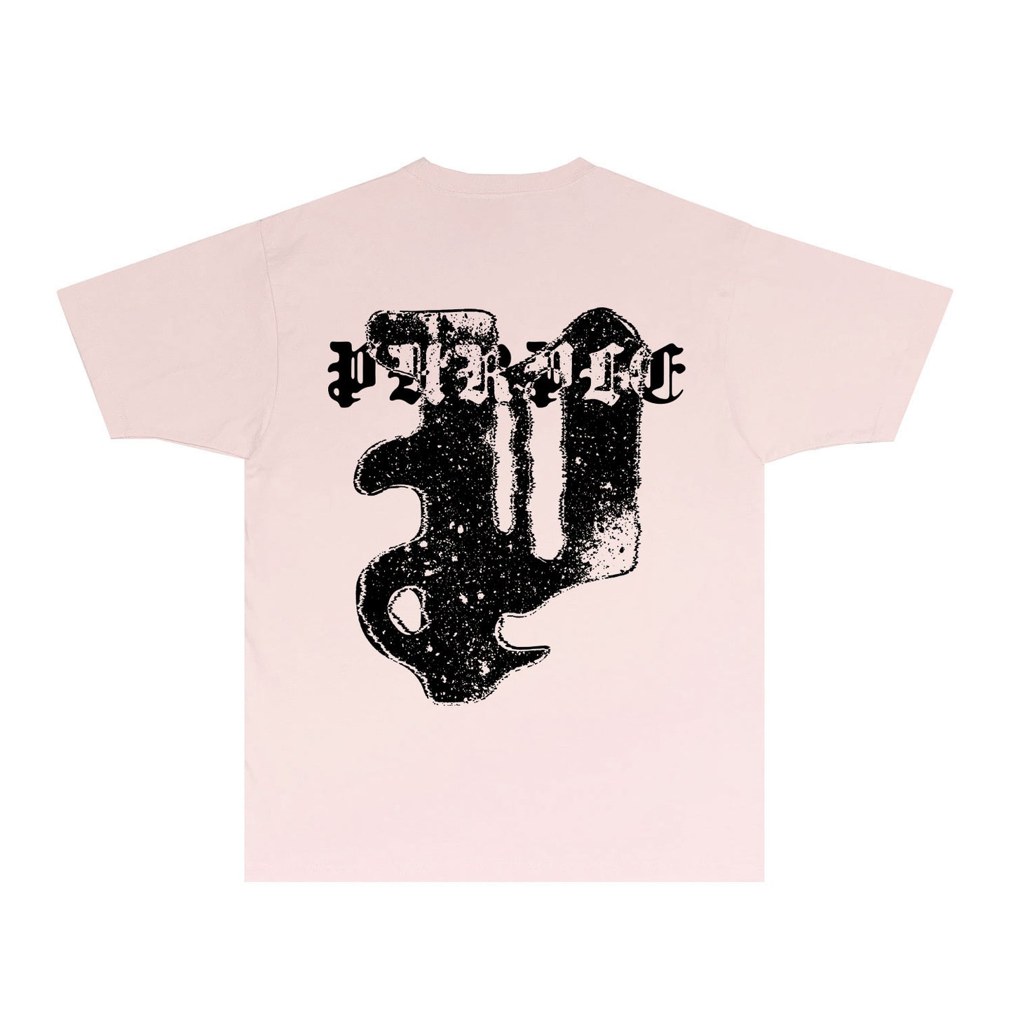 Purple Distressed Large P Graphic T-Shirt Short Sleeve Casual Streetwear Tee PUR180