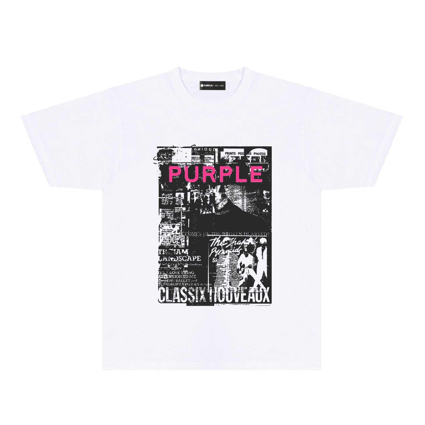 Purple Black Poster Graphic T-Shirt Short Sleeve Casual Streetwear Tee PUR181