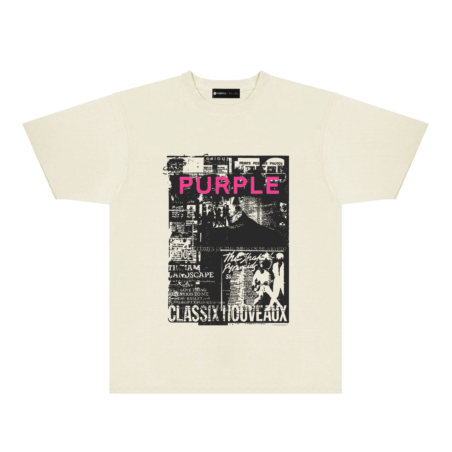 Purple Black Poster Graphic T-Shirt Short Sleeve Casual Streetwear Tee PUR181