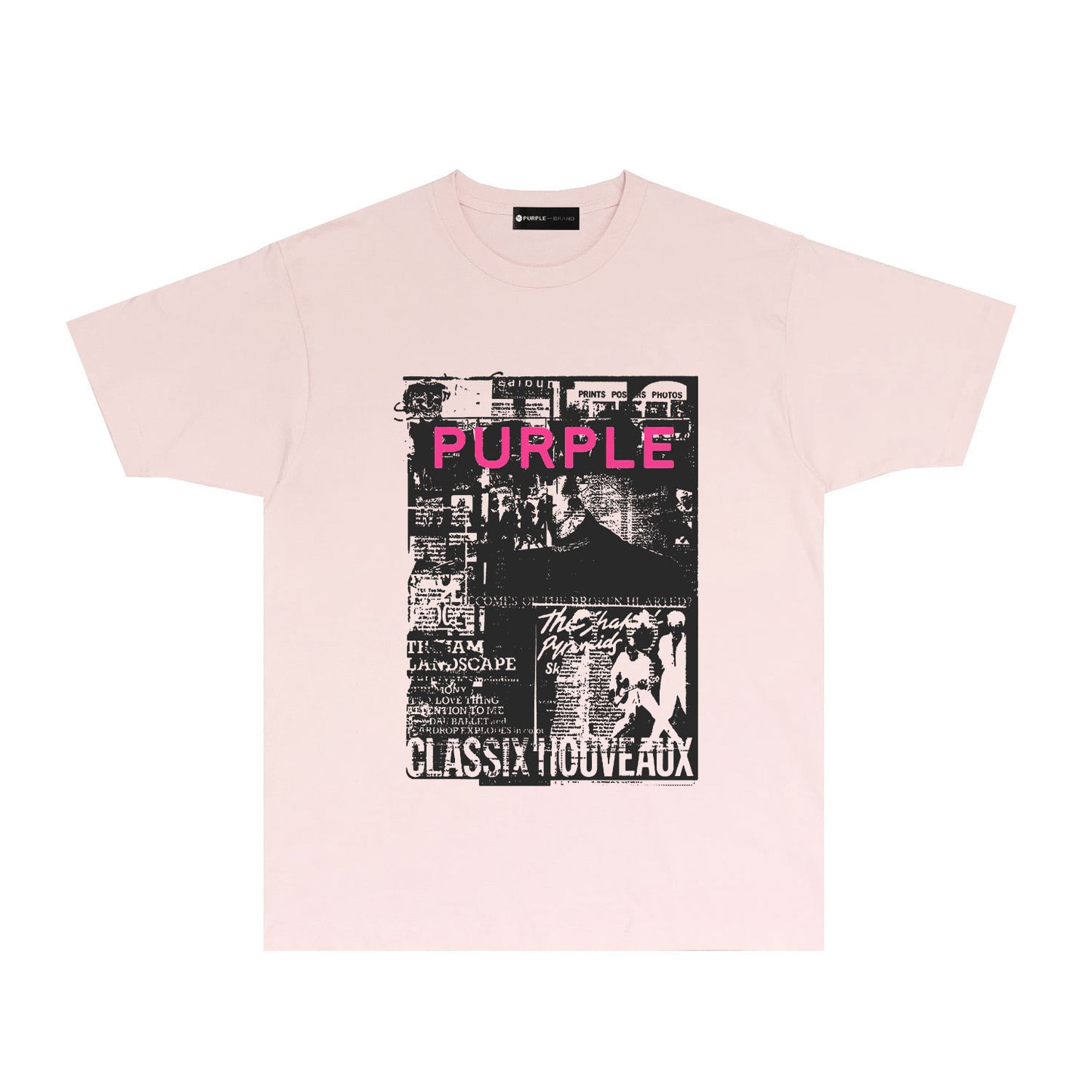 Purple Black Poster Graphic T-Shirt Short Sleeve Casual Streetwear Tee PUR181