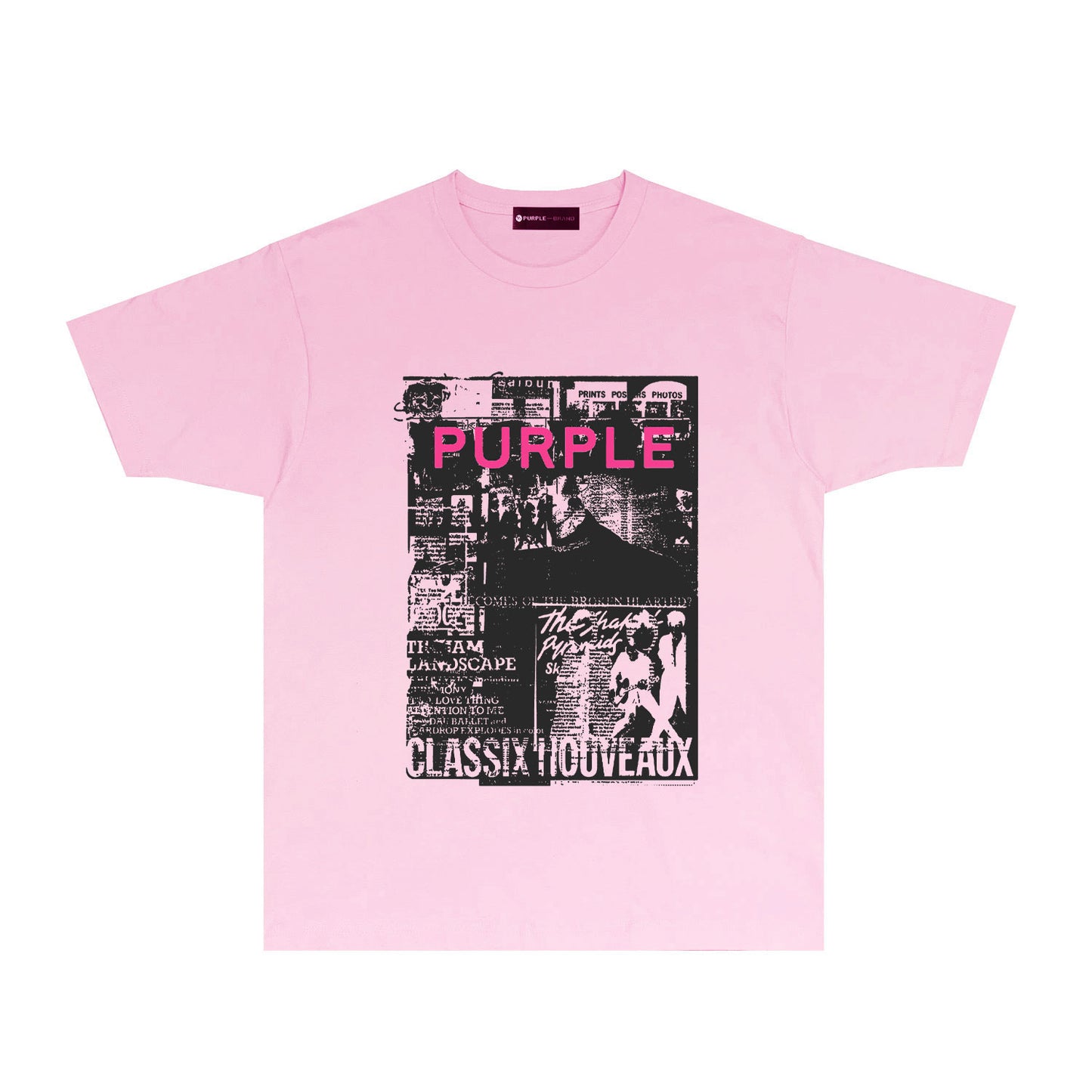 Purple Black Poster Graphic T-Shirt Short Sleeve Casual Streetwear Tee PUR181
