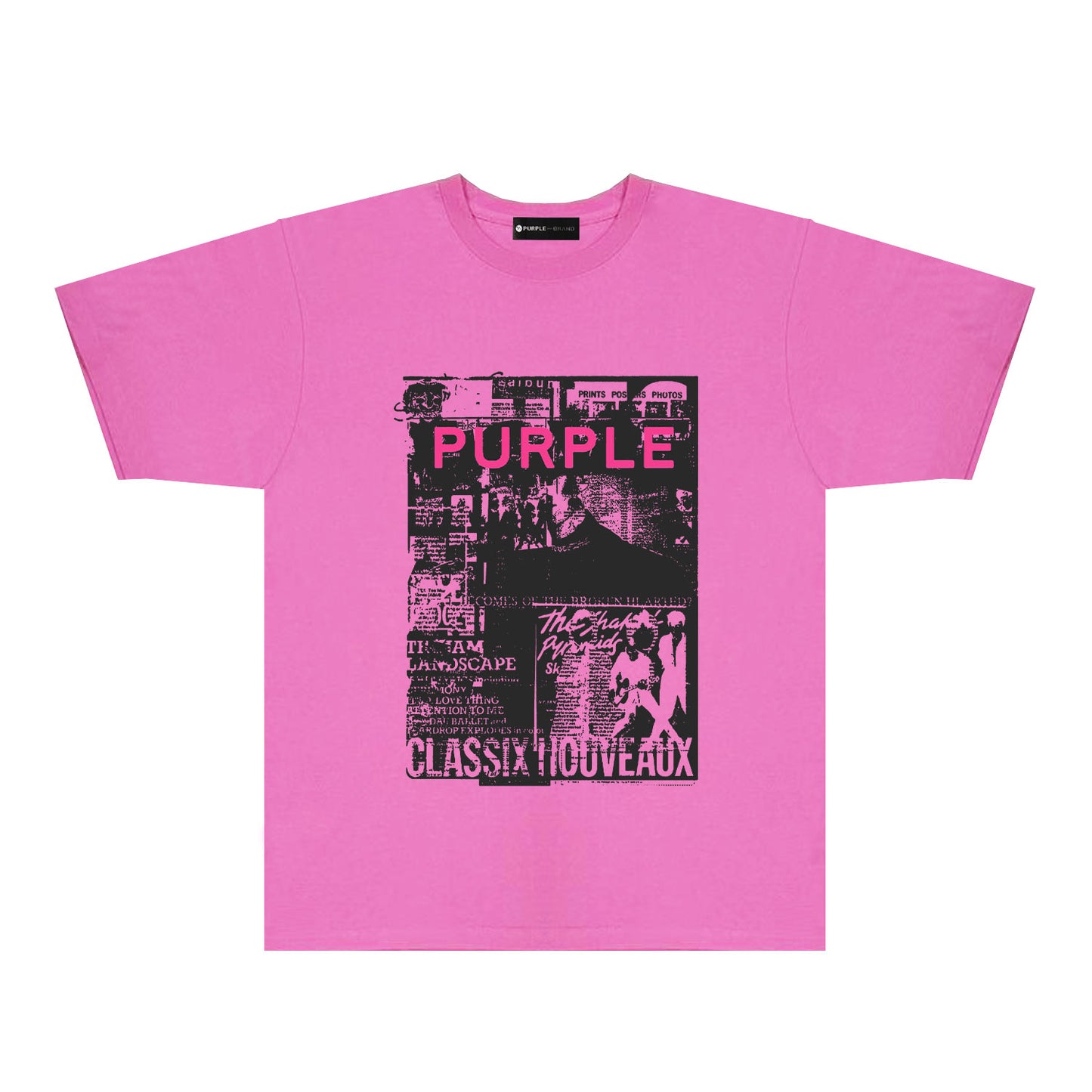 Purple Black Poster Graphic T-Shirt Short Sleeve Casual Streetwear Tee PUR181