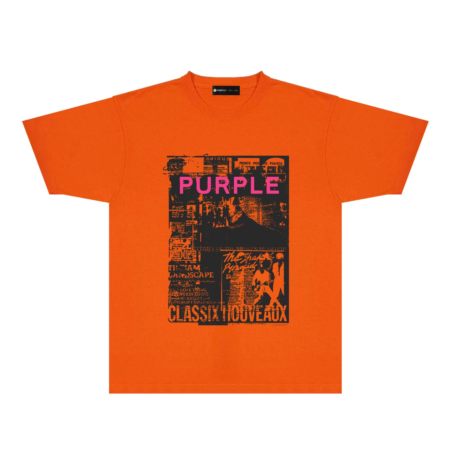 Purple Black Poster Graphic T-Shirt Short Sleeve Casual Streetwear Tee PUR181