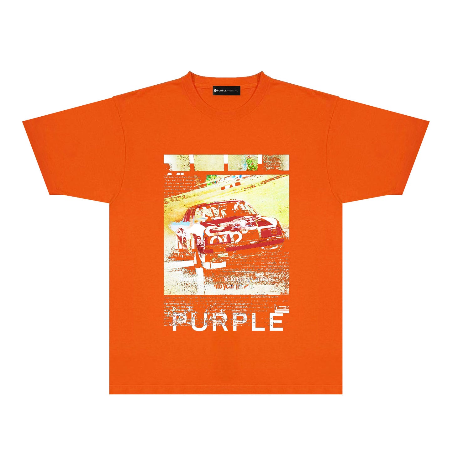 Purple Distressed Car Graphic T-Shirt Short Sleeve Casual Streetwear Tee PUR182