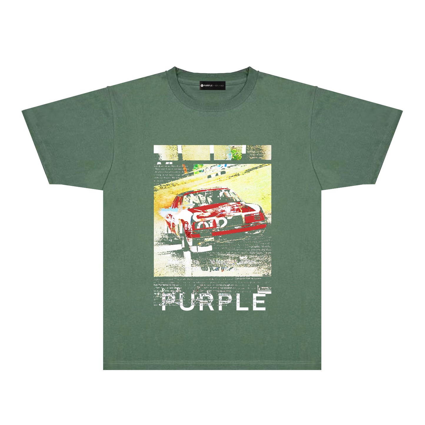 Purple Distressed Car Graphic T-Shirt Short Sleeve Casual Streetwear Tee PUR182