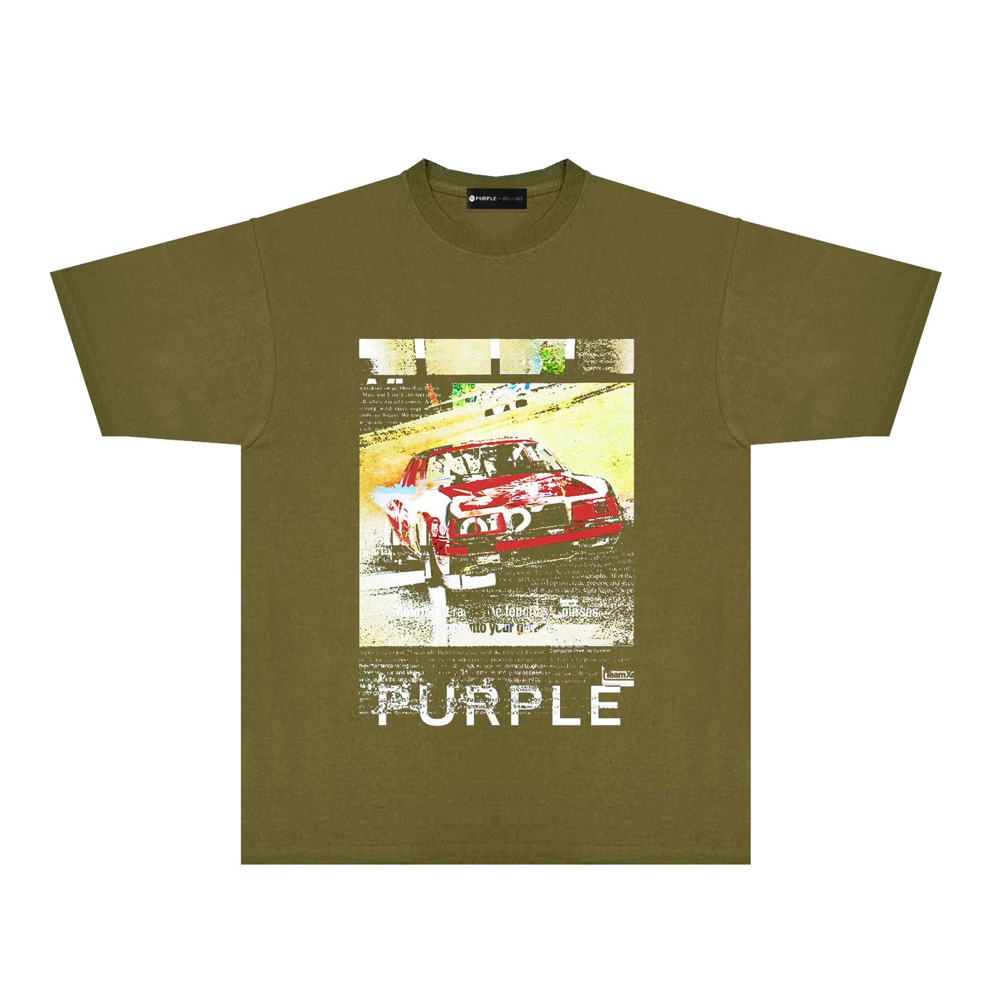 Purple Distressed Car Graphic T-Shirt Short Sleeve Casual Streetwear Tee PUR182