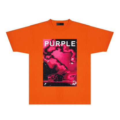 Purple Dreamy Car Graphic T-Shirt Short Sleeve Casual Streetwear Tee PUR183