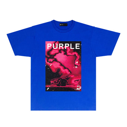 Purple Dreamy Car Graphic T-Shirt Short Sleeve Casual Streetwear Tee PUR183