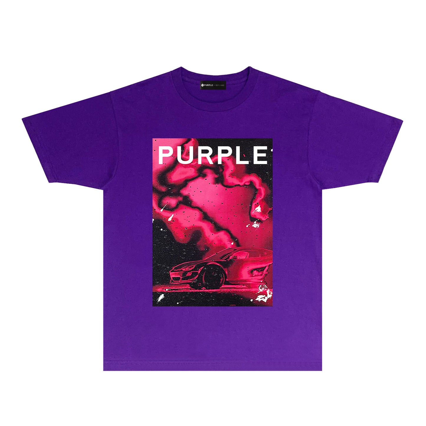 Purple Dreamy Car Graphic T-Shirt Short Sleeve Casual Streetwear Tee PUR183
