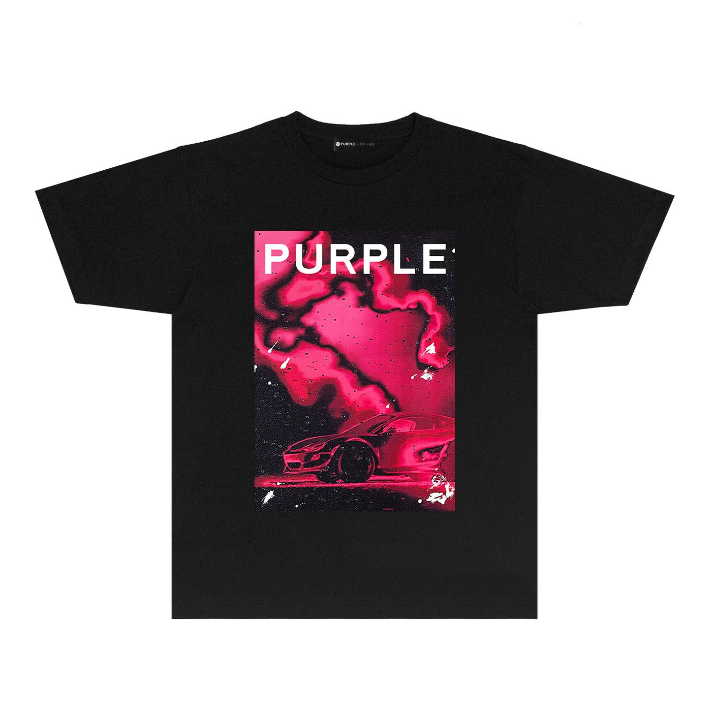 Purple Dreamy Car Graphic T-Shirt Short Sleeve Casual Streetwear Tee PUR183