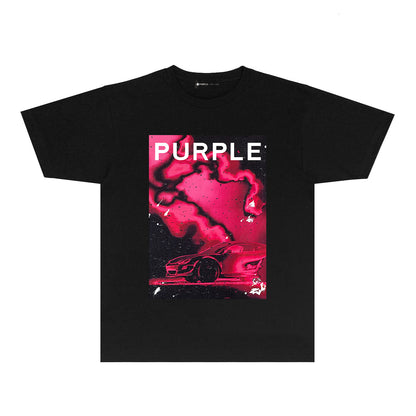 Purple Dreamy Car Graphic T-Shirt Short Sleeve Casual Streetwear Tee PUR183